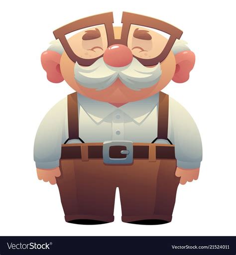 Happy Smiling Grandfather Wearing Glasses With A Vector Image
