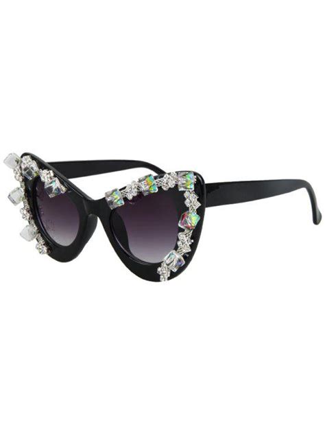 quadrate rhinestone cat eye sunglasses black sunglasses zaful