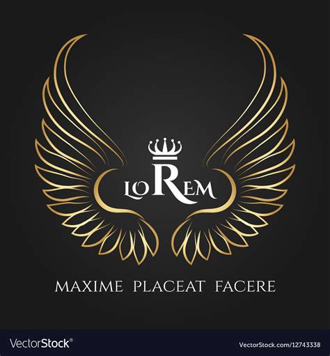 Gold bird wings logo golden angel winged business Vector Image