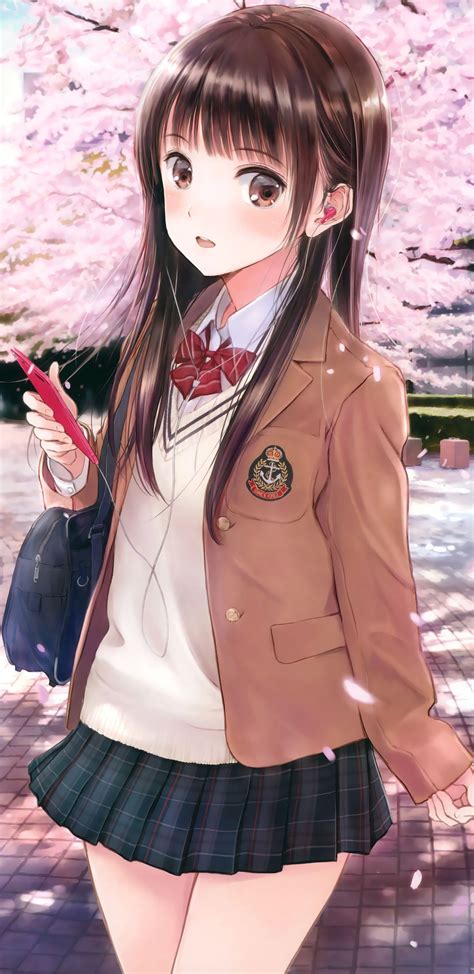 Wallpaper Anime Girls School Uniform Seifuku Loli Sakura Blossom