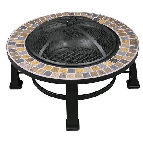 Dellonda 30 Deluxe Traditional Style Fire Pit Fireplace Outdoor Heater Slate Dg111 Aldea Group