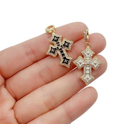 Enamel Cross Charm K Gold Filled Small Cross Pendant For Necklace