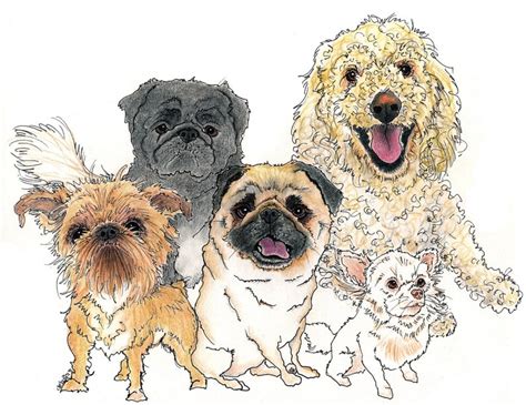 Multiple Pet Caricatures From Photos Etsy