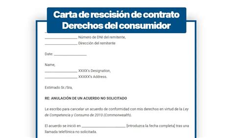 Carta De Rescisi N De Contrato Derechos Del Consumidor The Best