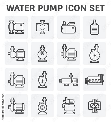 Vector Icon Of Electric Water Pump And Steel Pipe For Water