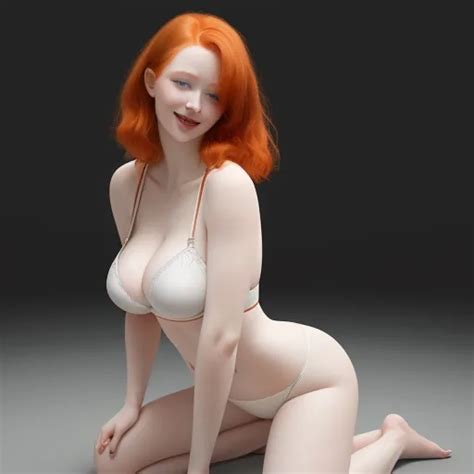 Up Resolution Image Big Pale Redhead Woman Bending Over Wearing