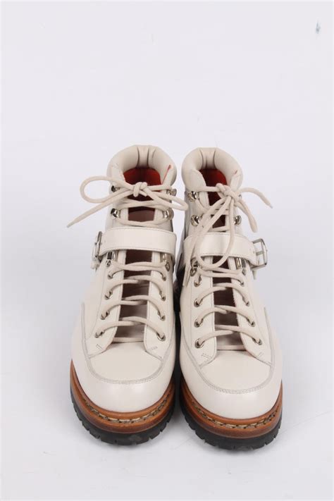hermes off white leather hiking boots at 1stdibs hermes hiking boots