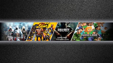 Search more hd transparent youtube banner image on kindpng. Minecraft, Borderlands 2, Assassin's Creed, Black Ops ...