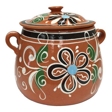 Olla De Barro Frijolera Sin Plomo Lead Free Clay Bean Pot With Lid