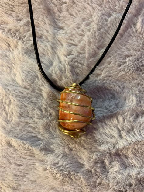 Wire Wrapped Crystal Cord Necklace Etsy