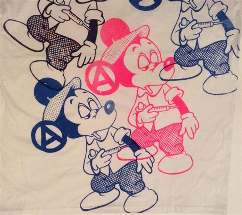 Mickey Mouse Drug Fix Anarchy Cartoon Punk Multi Print T Shirt The