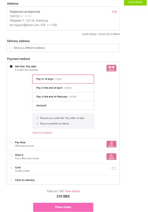 Maybe you would like to learn more about one of these? Klarna Checkout