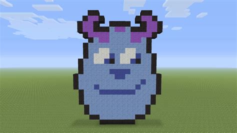Minecraft Pixel Art Sulley Head From Monsters Inc Youtube