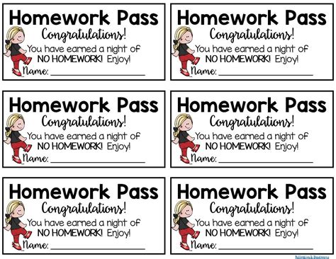 Free Homework Pass Printable
