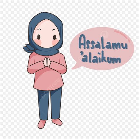 Assalamu Alaikum Png Image Cartoon Muslimah Sayying Assalamu Alaikum