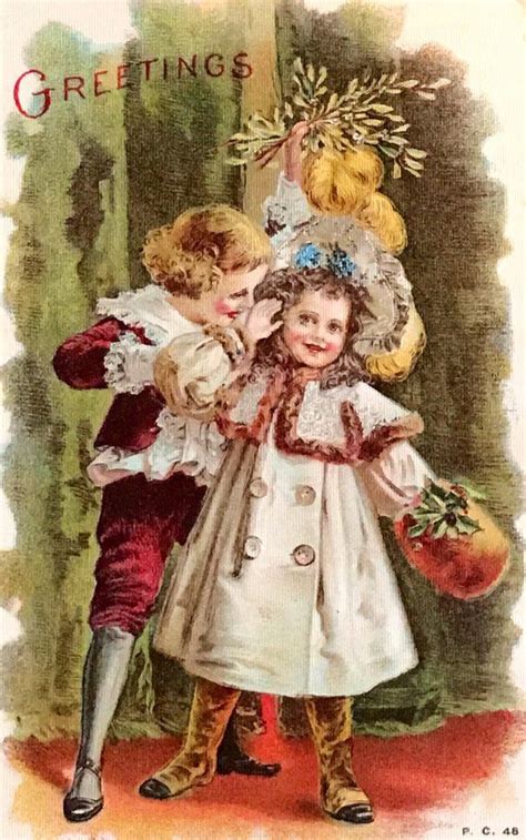 Antique 1900s Greetings Postcard Greetings Two Victorian Etsy Ретро