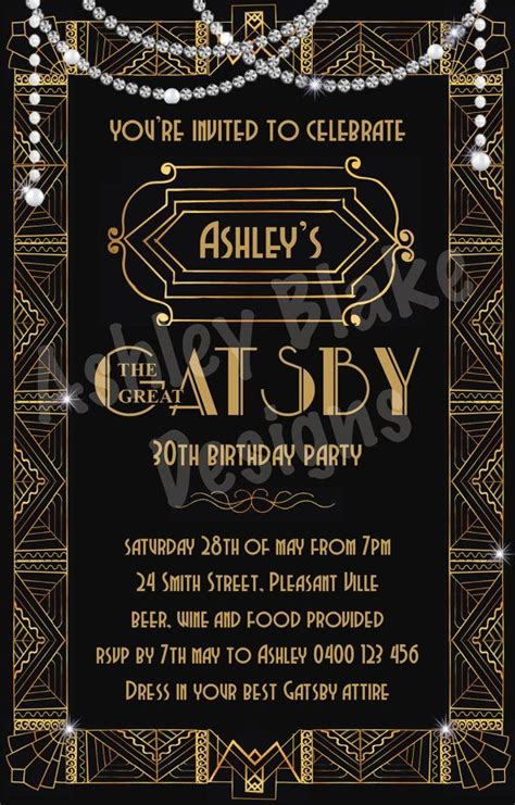 Great Gatsby Invitation Etsy Great Gatsby Invitation Gatsby