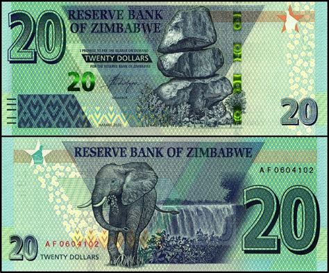 Zimbabwe 20 Dollars Banknote 2020 P 104 Unc