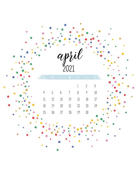 April 2021 Calendar Cute Design Art Winkle