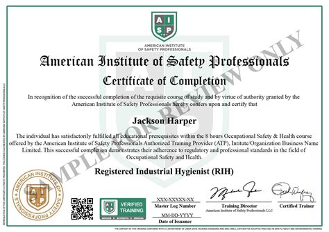 Couaisp 2131 Registered Industrial Hygienist Rih American