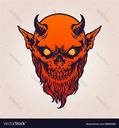 Red Devil Satan Horn With Beard Royalty Free Vector Image