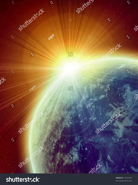 Sunset On Planet Earth In Outer Space Stock Photo 15951691 Shutterstock