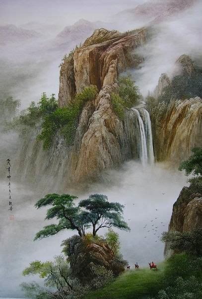 Waterfall Chinese Ink Painting Paintingwaterfall Chinese Ink