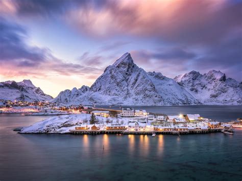 Norway Islands Lofoten Archipelago Norway Reine Landscape Nature Winter