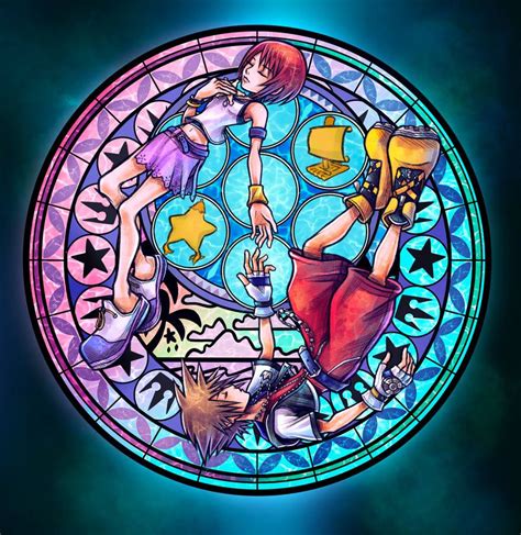One Heartstation Sora And Kairi Stained Glass By Sorasprincesss On Deviantart Kairi Kingdom