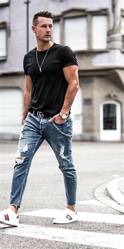 ripped jeans outfit ideas for men rippedjeans mensfashion streetstyle ripped jeans outfit