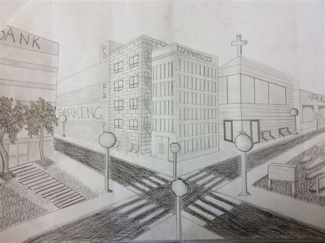 Perspective Drawing Buildings 2 Points Perspective Point Buildings
