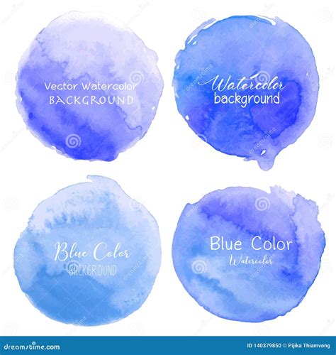 Blue Watercolor Circle Set On White Background Stock Vector