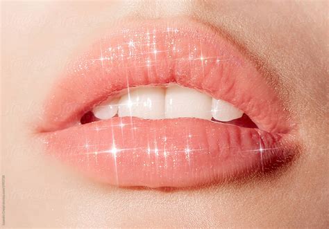 Fresh Mouth Closeup Juicy Sparkling Lips Beauty Lip Balm Detail By