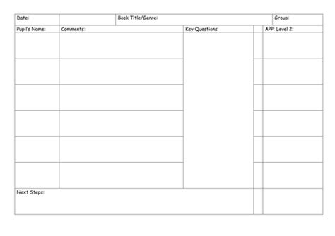 Guidedgroup Reading Recording Sheets By Mollybird Teaching