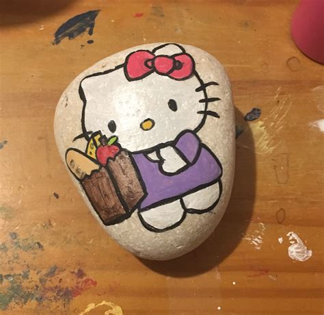 Hello Kitty Stone Painting Painted Rocks Hello Kitty