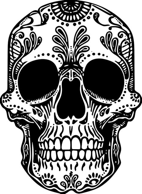 Vector Black And White Tattoo Mexican Skull Illustration Digital Art By