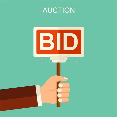 Vector Auction And Bidding Concept Hand Holding Auction Paddle Flat