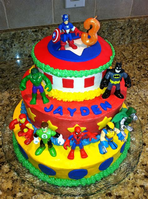 The Superhero Cake I Made For Jayden I Used Imaginext Type Action