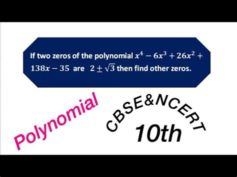 We will also learn how to sketch the graph of a parabola using the multiplicity and zeros. Given 2 zeros of cubic polynomial.find other zeros - YouTube