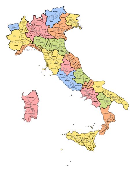 Les Régions Ditalie Cartothèque Italie Monde Romain