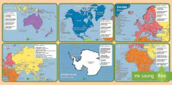 Geography Continents Of The World Fact File Display Posters English