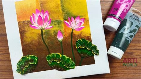 Lotus Acrylic Painting Tutorial How To Paint A Lotus Flower Acrylic