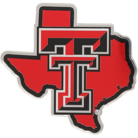 Texas Tech Red Raiders State Shape Acrylic Metallic Auto Emblem