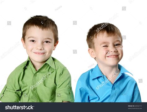 Portrait Two Boys Isolated On White Stock Photo 69592111 Shutterstock