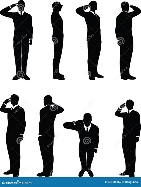 Businessman Silhouette In Saluting Pose Isolated On White Background