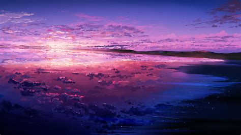 1920x1080 Purple Sunset Reflected In The Ocean 1080p