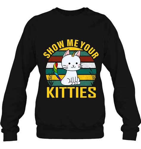 Show Me Your Kitties Unicorn Cat Lover Retro Vintage T