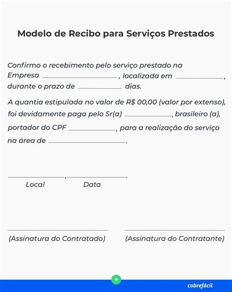 Modelo De Recibo Pagamento Serviço Exemplos Como Fazer Images And