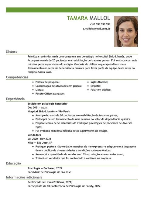 Modelo De Curriculum Vitae Em Portugues Word