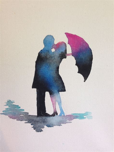 Romantic Couple Watercolor Love Love Love Watercolor Flower Art Watercolor Drawing Water